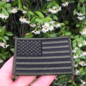 Army green American flag patch iron on